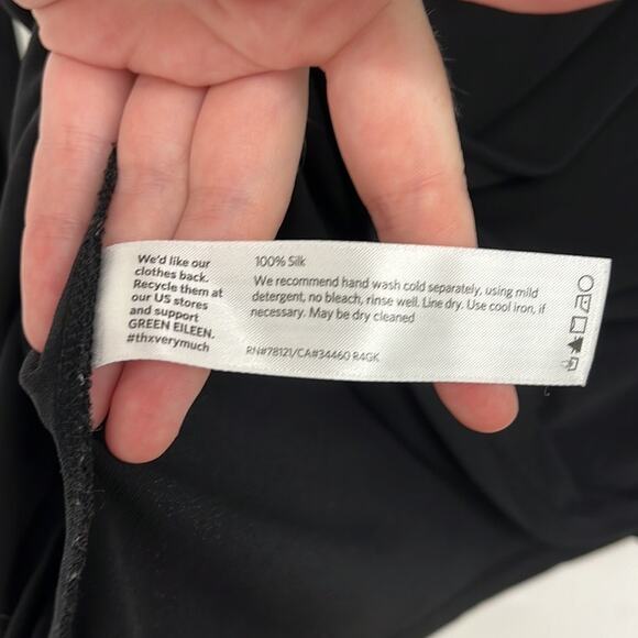 Eileen Fisher 100% Silk Faux Wrap Surplice Drape Elegant Blouse - Petite Small - Picture 9 of 11